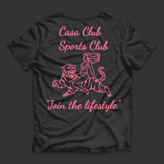 "CASA CLUB SPORTS CLUB 001" - Playera Negra de Manga Corta